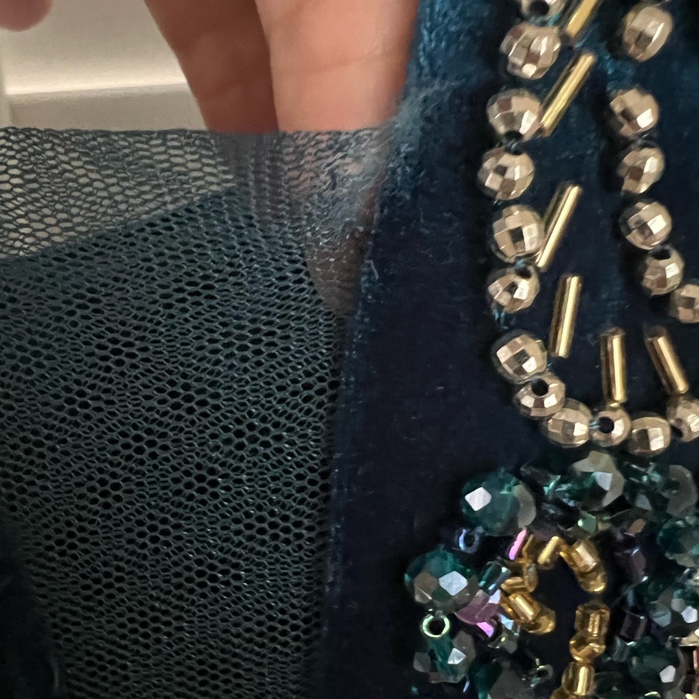 Betsy & Adam Navy Teal Backless Dress - Picture 3 of 6